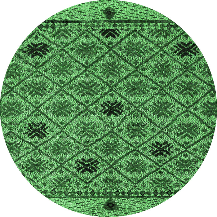 Round Abstract Emerald Green Modern Rug, abs4833emgrn