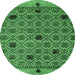 Round Abstract Emerald Green Modern Rug, abs4833emgrn