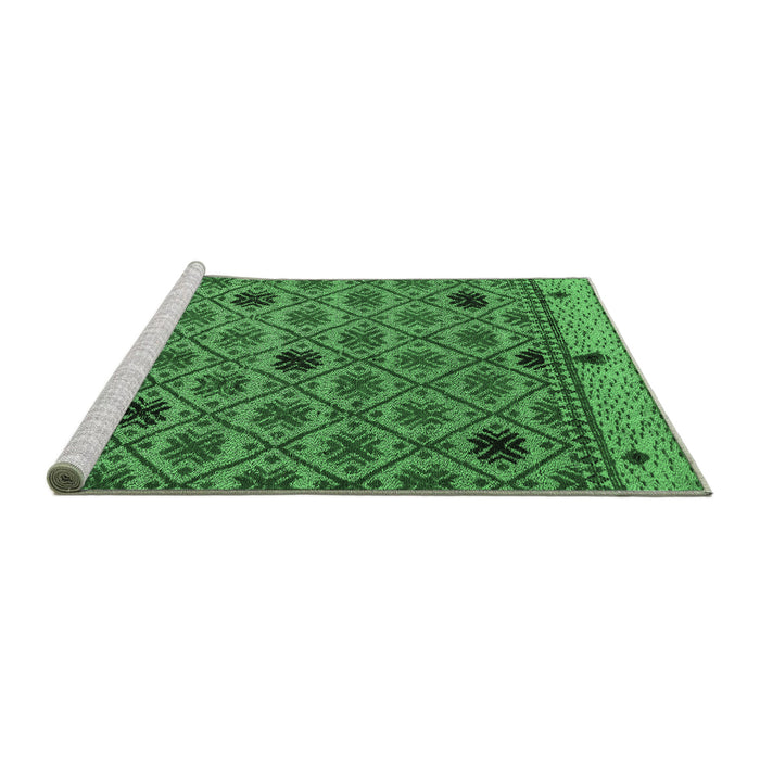 Sideview of Machine Washable Abstract Emerald Green Modern Area Rugs, wshabs4833emgrn