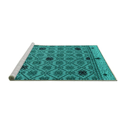 Sideview of Machine Washable Abstract Turquoise Modern Area Rugs, wshabs4833turq