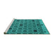 Sideview of Machine Washable Abstract Turquoise Modern Area Rugs, wshabs4833turq