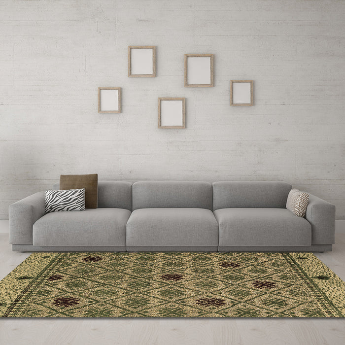 Machine Washable Abstract Brown Modern Rug in a Living Room,, wshabs4833brn