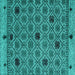 Square Machine Washable Abstract Turquoise Modern Area Rugs, wshabs4833turq