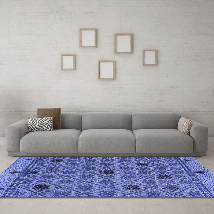 Machine Washable Abstract Blue Modern Rug in a Living Room, wshabs4833blu