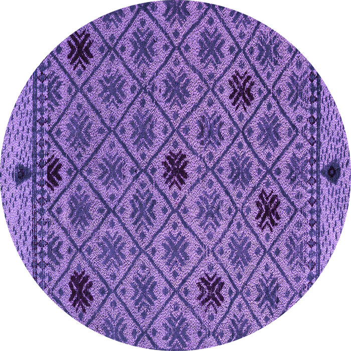Round Machine Washable Abstract Purple Modern Area Rugs, wshabs4833pur