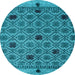 Round Machine Washable Abstract Light Blue Modern Rug, wshabs4833lblu