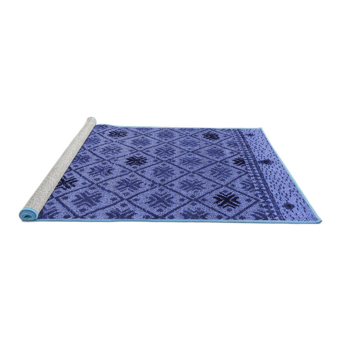 Sideview of Machine Washable Abstract Blue Modern Rug, wshabs4833blu