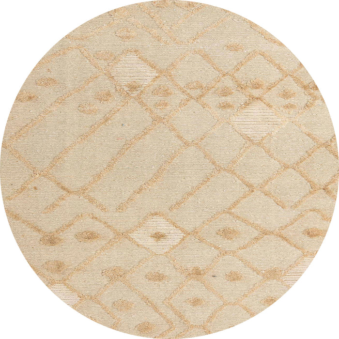 Round Abstract Khaki Gold Solid Rug, abs4834