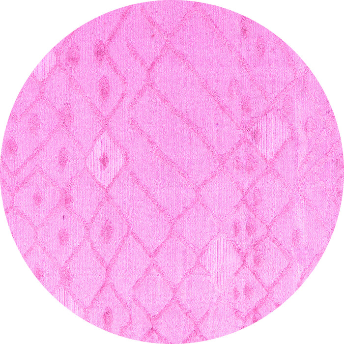 Round Machine Washable Solid Pink Modern Rug, wshabs4834pnk