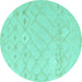 Round Solid Turquoise Modern Rug, abs4834turq