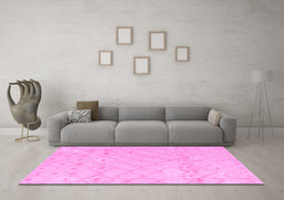 Machine Washable Solid Pink Modern Rug in a Living Room, wshabs4834pnk