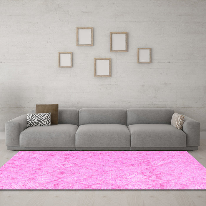 Machine Washable Solid Pink Modern Rug in a Living Room, wshabs4834pnk