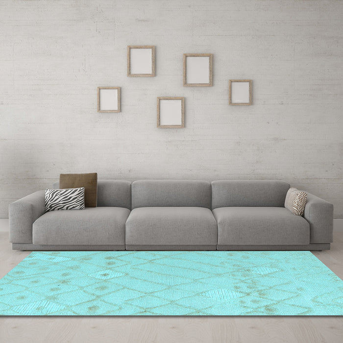 Machine Washable Solid Light Blue Modern Rug in a Living Room, wshabs4834lblu