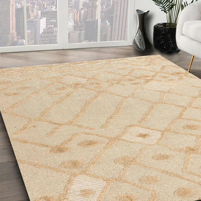 Abstract Khaki Gold Solid Rug in Family Room, abs4834