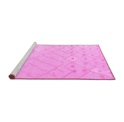 Sideview of Machine Washable Solid Pink Modern Rug, wshabs4834pnk