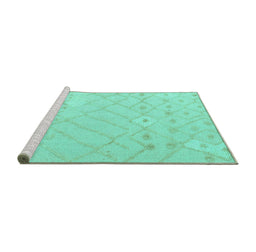 Sideview of Machine Washable Solid Turquoise Modern Area Rugs, wshabs4834turq