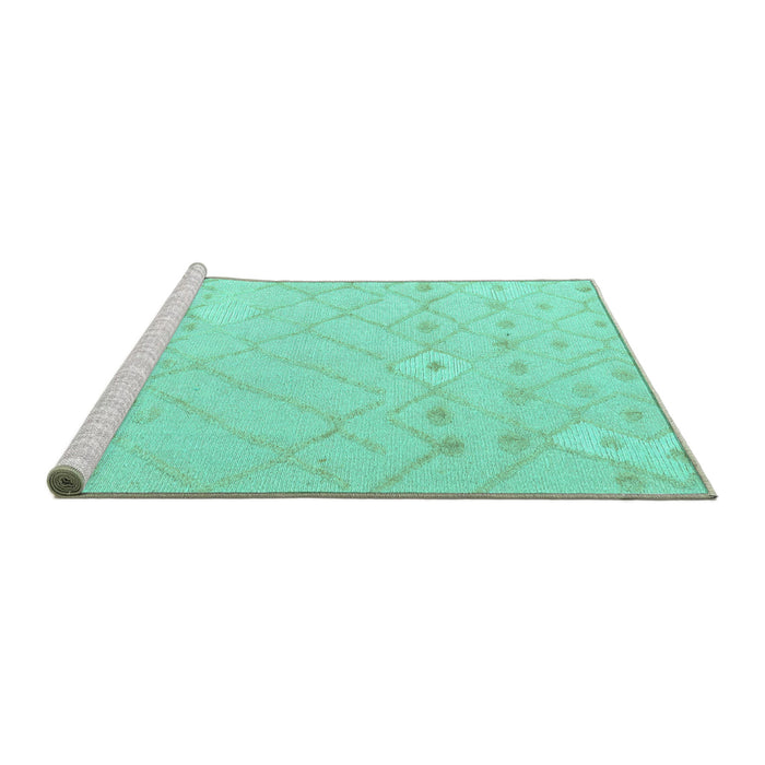 Sideview of Machine Washable Solid Turquoise Modern Area Rugs, wshabs4834turq