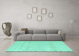 Machine Washable Solid Turquoise Modern Area Rugs in a Living Room,, wshabs4834turq