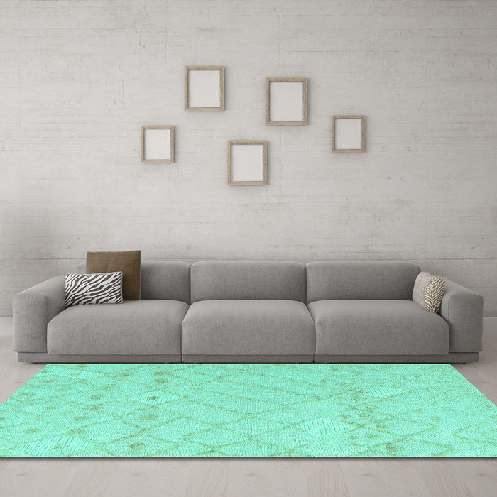 Machine Washable Solid Turquoise Modern Area Rugs in a Living Room,, wshabs4834turq