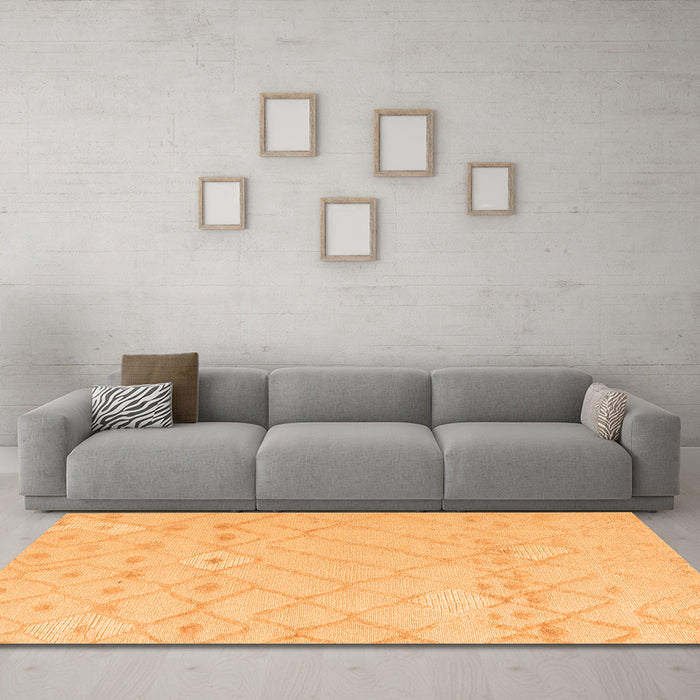 Machine Washable Solid Orange Modern Area Rugs in a Living Room, wshabs4834org