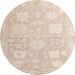 Round Machine Washable Abstract Deep Peach Orange Rug, wshabs4835