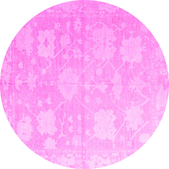 Round Machine Washable Abstract Pink Modern Rug, wshabs4835pnk
