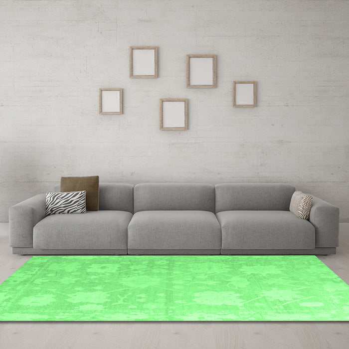 Machine Washable Abstract Emerald Green Modern Area Rugs in a Living Room,, wshabs4835emgrn