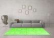 Machine Washable Abstract Green Modern Area Rugs in a Living Room,, wshabs4835grn