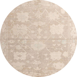 Round Abstract Deep Peach Orange Modern Rug, abs4835