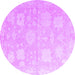 Round Machine Washable Abstract Purple Modern Area Rugs, wshabs4835pur