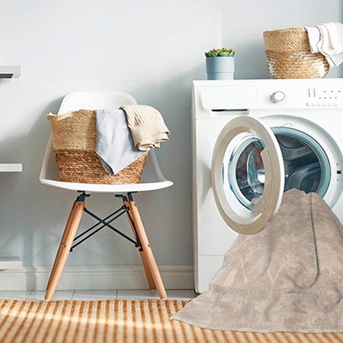 Machine Washable Abstract Deep Peach Orange Rug in a Washing Machine, wshabs4835