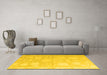 Machine Washable Abstract Yellow Modern Rug in a Living Room, wshabs4835yw