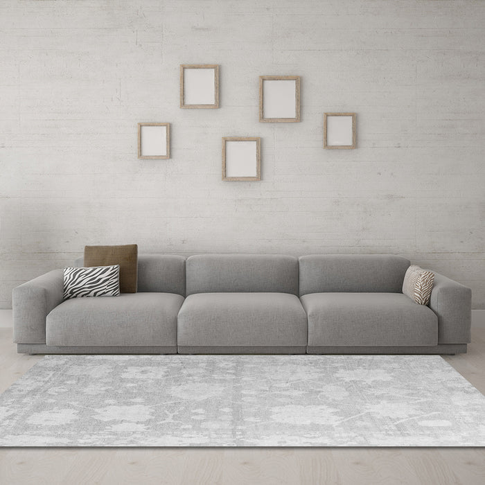 Machine Washable Abstract Gray Modern Rug in a Living Room,, wshabs4835gry