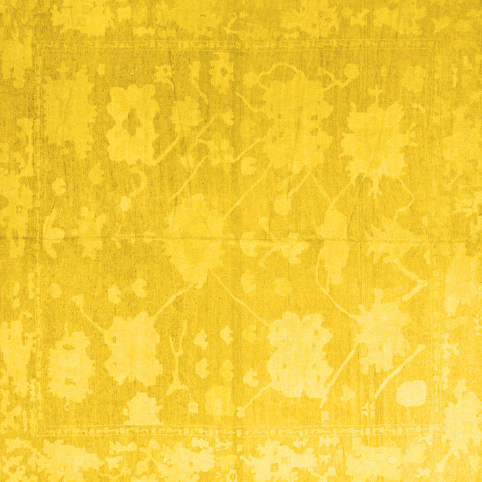 Square Machine Washable Abstract Yellow Modern Rug, wshabs4835yw