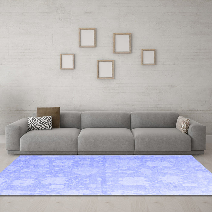 Machine Washable Abstract Blue Modern Rug in a Living Room, wshabs4835blu