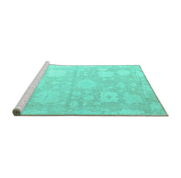 Sideview of Machine Washable Abstract Turquoise Modern Area Rugs, wshabs4835turq
