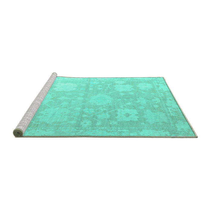 Sideview of Machine Washable Abstract Turquoise Modern Area Rugs, wshabs4835turq