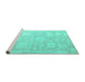 Sideview of Machine Washable Abstract Turquoise Modern Area Rugs, wshabs4835turq