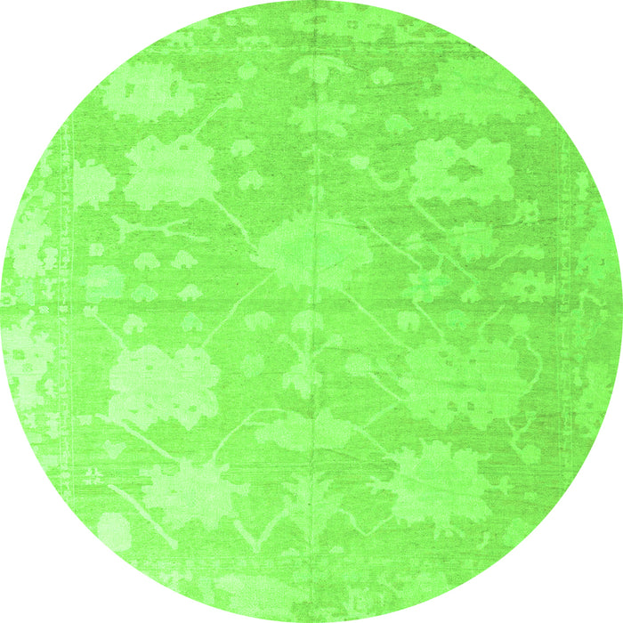 Round Abstract Green Modern Rug, abs4835grn