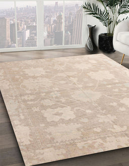 Machine Washable Abstract Deep Peach Orange Rug in a Family Room, wshabs4835