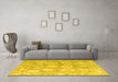 Machine Washable Abstract Yellow Modern Rug in a Living Room, wshabs4836yw