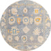 Round Machine Washable Abstract Dark Gray Rug, wshabs4836