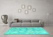 Machine Washable Abstract Turquoise Modern Area Rugs in a Living Room,, wshabs4836turq