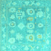 Square Abstract Turquoise Modern Rug, abs4836turq