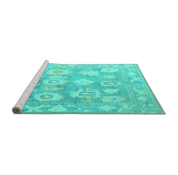 Sideview of Machine Washable Abstract Turquoise Modern Area Rugs, wshabs4836turq