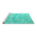 Sideview of Machine Washable Abstract Turquoise Modern Area Rugs, wshabs4836turq