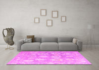 Machine Washable Abstract Pink Modern Rug, wshabs4836pnk