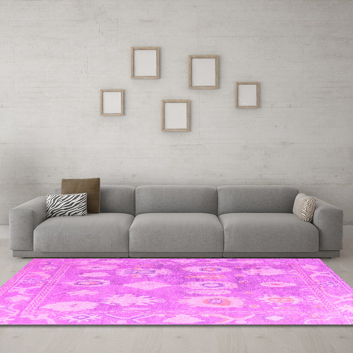 Machine Washable Abstract Pink Modern Rug in a Living Room, wshabs4836pnk