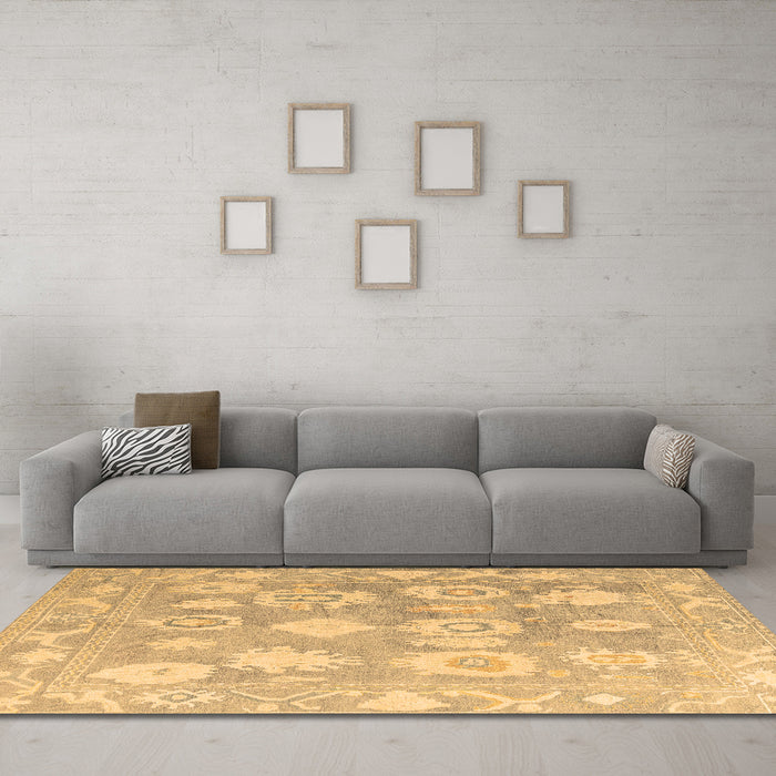 Machine Washable Abstract Brown Modern Rug in a Living Room,, wshabs4836brn