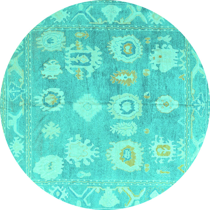 Round Machine Washable Abstract Turquoise Modern Area Rugs, wshabs4836turq